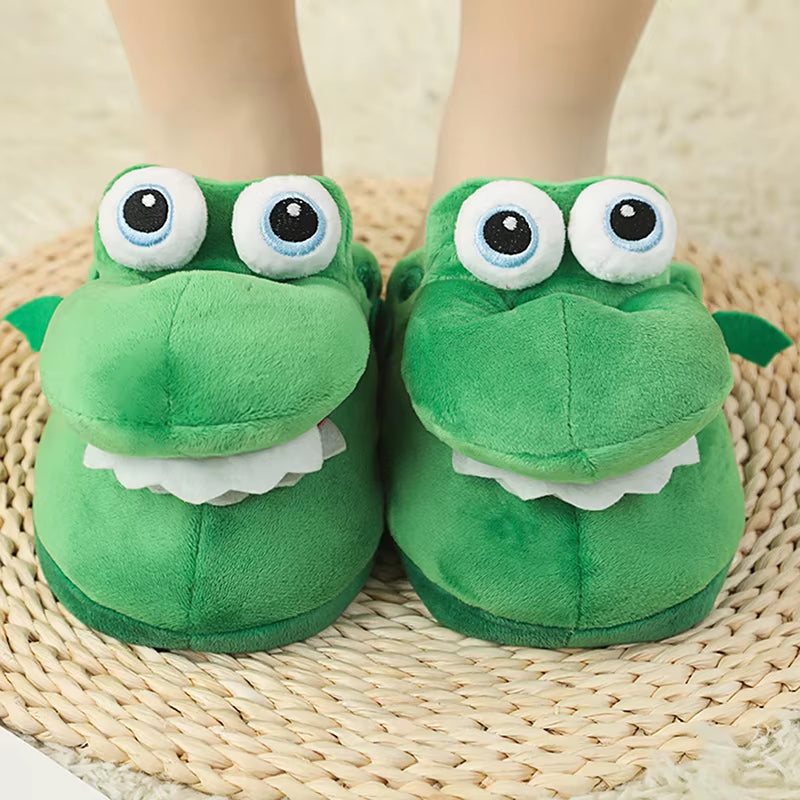 Cartoon Crocodile Cotton Slippers Moving Funny Walking with Open Mouth and Dancing Warm Comfortable Christmas Gift Kids Girl Boy