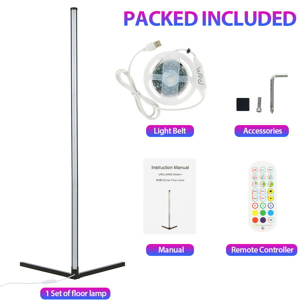 160CM RGB Floor Lamp Corner Light Stand LED Bluetooth Remote Control Streaming