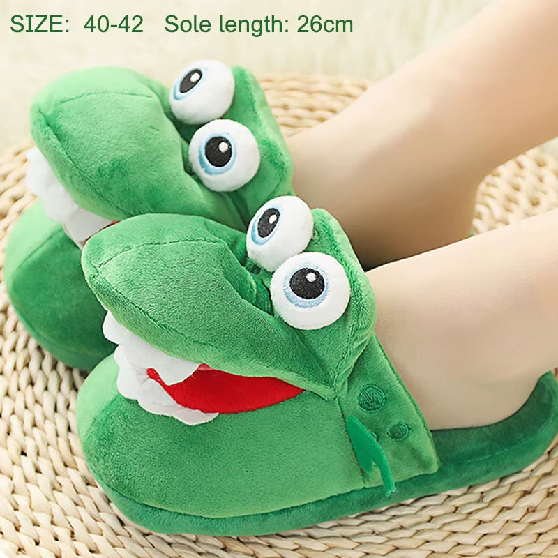 Cartoon Crocodile Cotton Slippers Moving Funny Walking with Open Mouth and Dancing Warm Comfortable Christmas Gift Kids Girl Boy