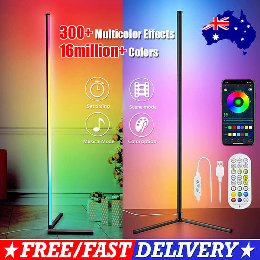 160CM RGB Floor Lamp Corner Light Stand LED Bluetooth Remote Control Streaming