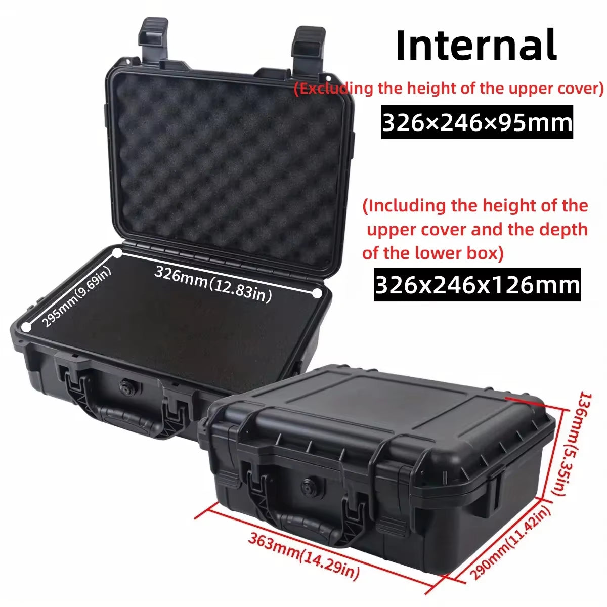 1Pc Waterproof Hard Carry Case Bag Tool Case with Pre-Cut Sponge Storage Box Safety Protector Organizer Hardware Toolbox