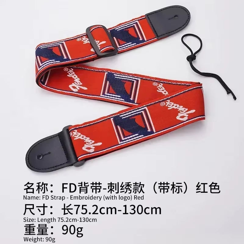 1Pc Embroidery Guitar Strap Leather Acoustic Electric Guitar Widening Straps Folk Classical Wooden Guitars Shoulder Belt