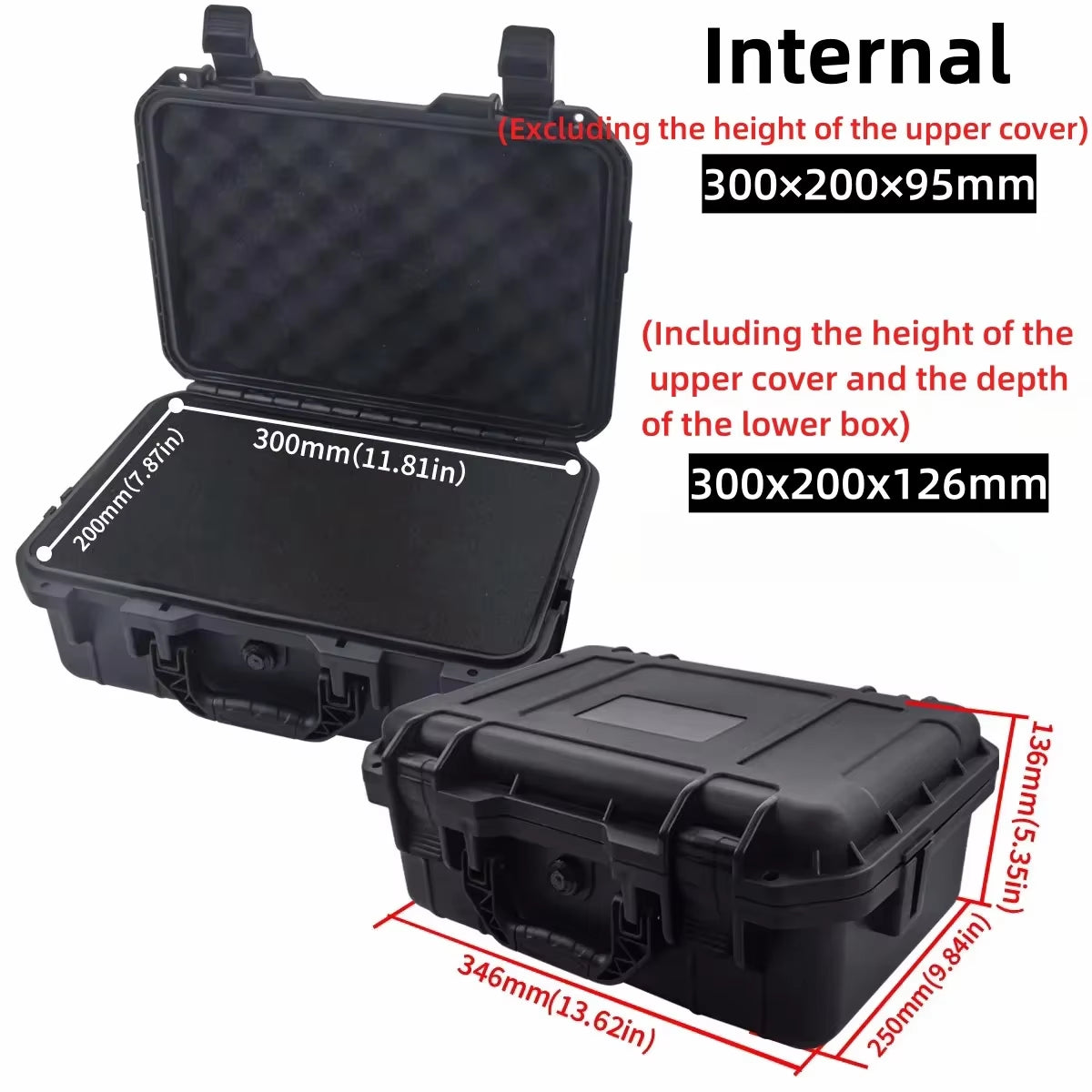 1Pc Waterproof Hard Carry Case Bag Tool Case with Pre-Cut Sponge Storage Box Safety Protector Organizer Hardware Toolbox