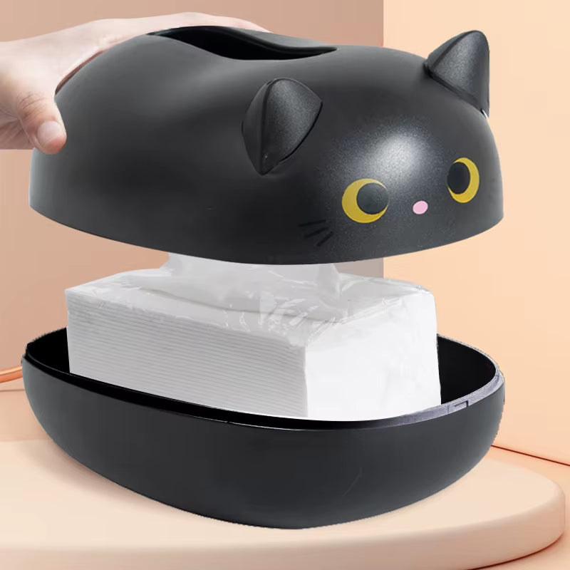 Cute Cat Tissue Box Napkin Storage Box Kitchen Paper Container Desktop Toilet Paper Holder Nordic Style Home Decoration