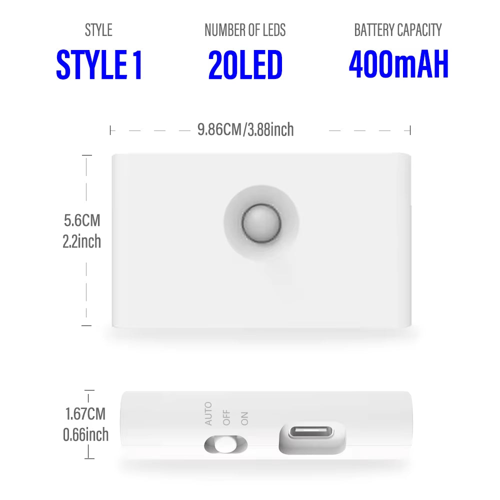 LED Induction Night Light Wireless USB Charging Human Body Induction Wall Light Bedroom Corridor Cabinet Bathroom Night Light