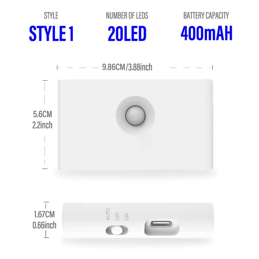 LED Induction Night Light Wireless USB Charging Human Body Induction Wall Light Bedroom Corridor Cabinet Bathroom Night Light