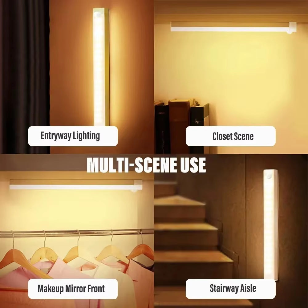 LED Motion Sensor Light Wireless LED Night Light Type C Rechargeable Light Cabinet Wardrobe Lamp Staircase Backlight for Kitchen