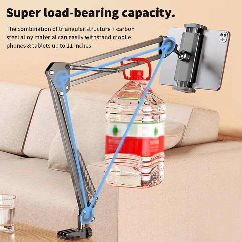 Universal Tablet Stand Clip Lazy Bracket Flexible Articulating Aluminum Arm Phone Mount Tablet Holder for All 4-11 Inch Device