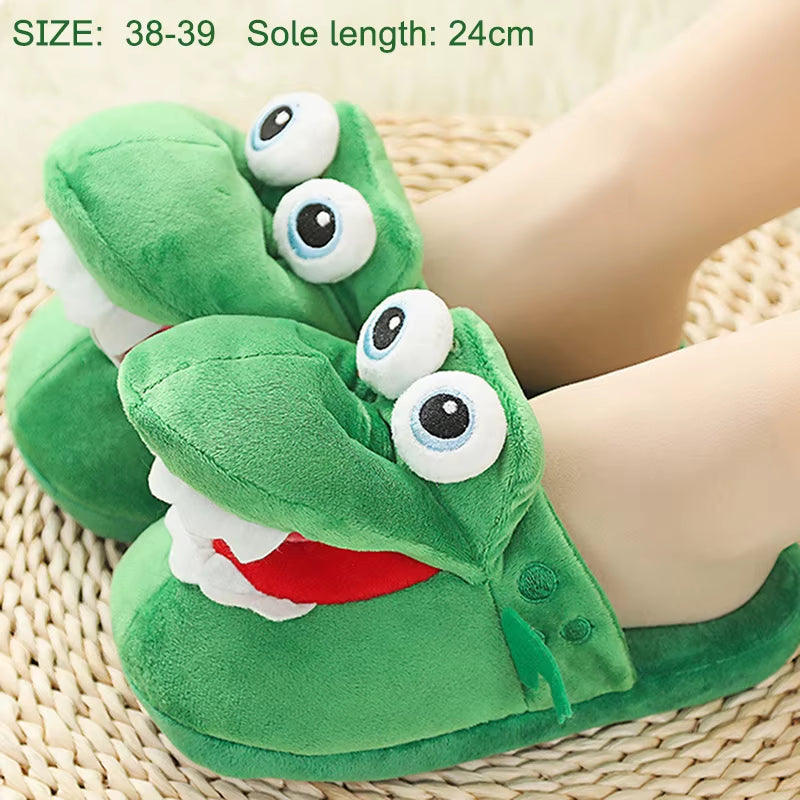 Cartoon Crocodile Cotton Slippers Moving Funny Walking with Open Mouth and Dancing Warm Comfortable Christmas Gift Kids Girl Boy