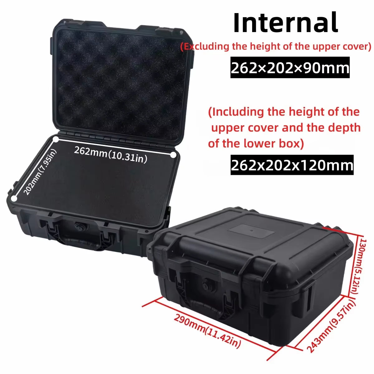 1Pc Waterproof Hard Carry Case Bag Tool Case with Pre-Cut Sponge Storage Box Safety Protector Organizer Hardware Toolbox