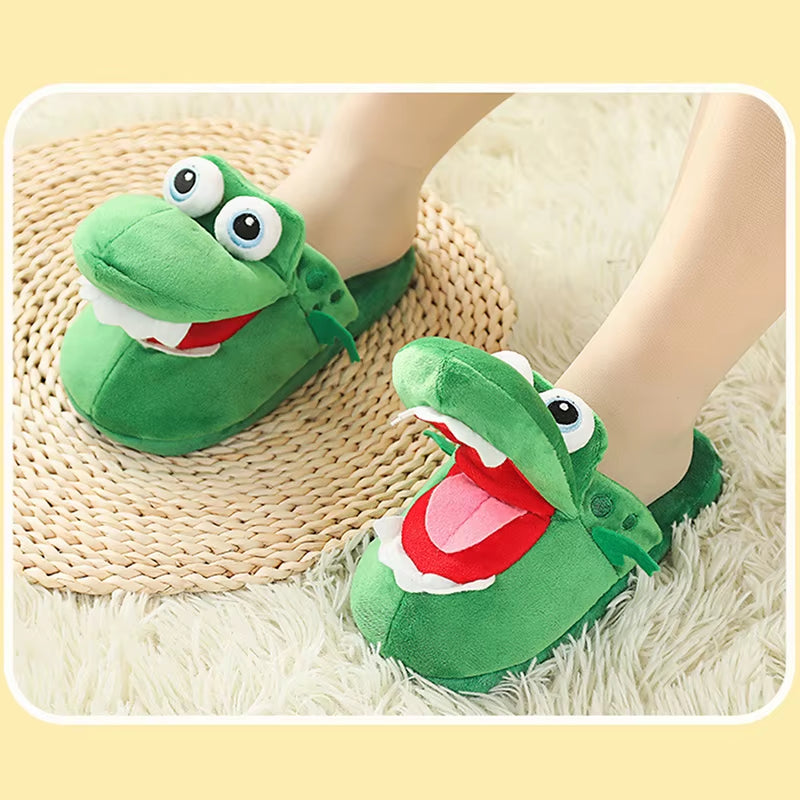 Cartoon Crocodile Cotton Slippers Moving Funny Walking with Open Mouth and Dancing Warm Comfortable Christmas Gift Kids Girl Boy