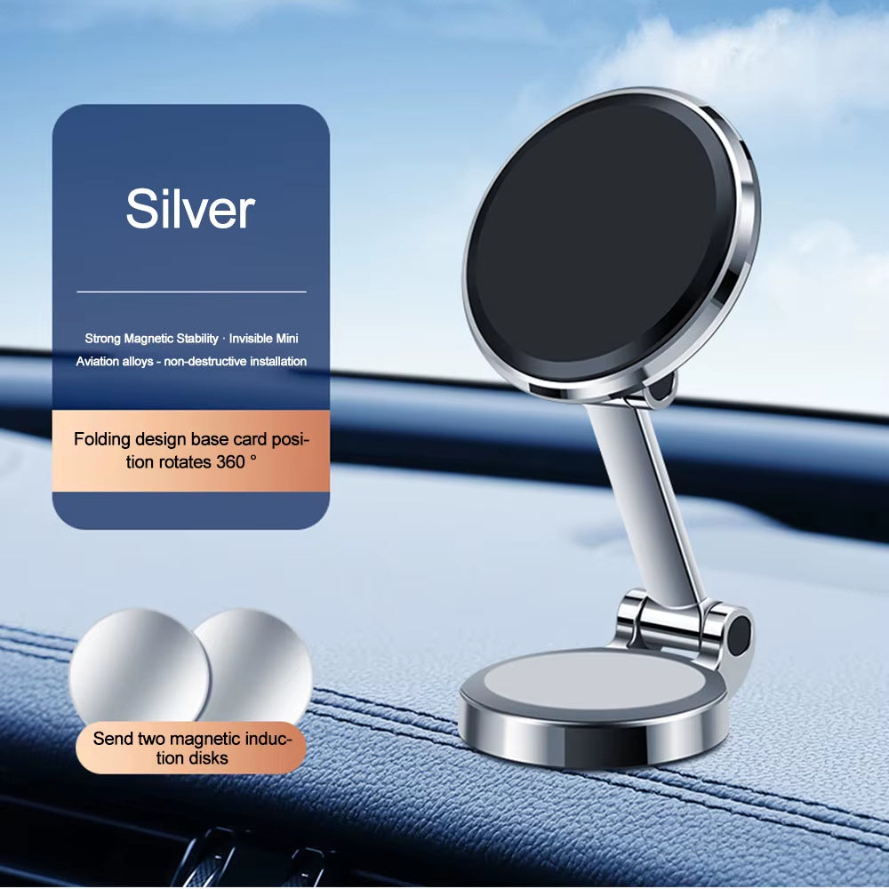 Magnetic Car Phone Holder for Magsafe 360 Degrees Adjustable Alloy Folding Magnetic Car Navigation Mount for Iphone 14 13 12 Pro