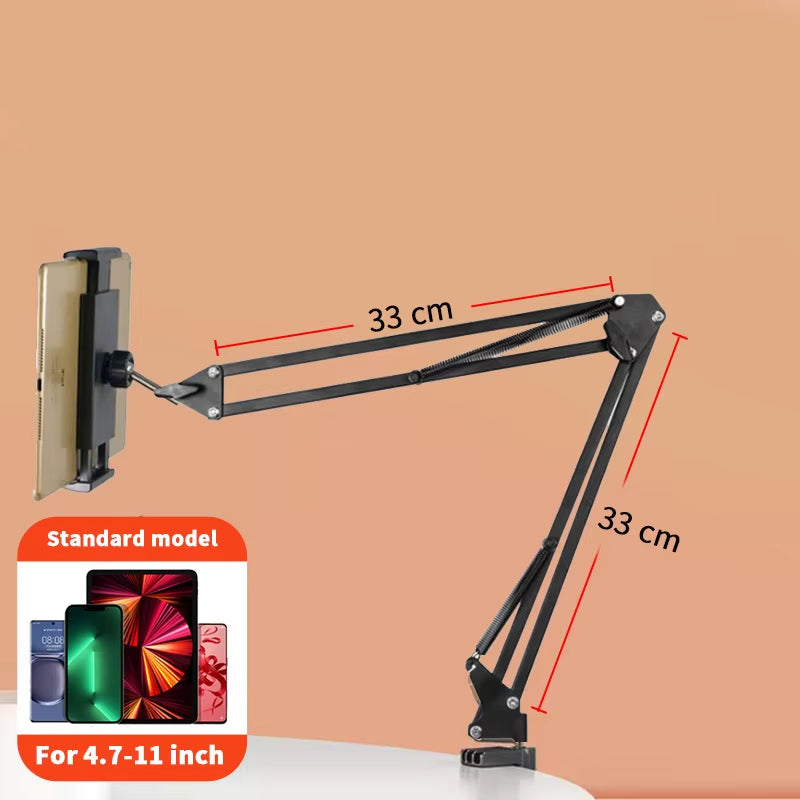 Universal Tablet Stand Clip Lazy Bracket Flexible Articulating Aluminum Arm Phone Mount Tablet Holder for All 4-11 Inch Device