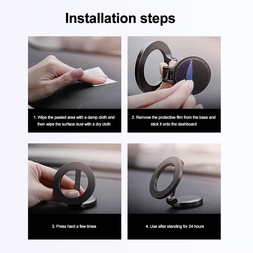 Magnetic Car Phone Holder for Magsafe 360 Degrees Adjustable Alloy Folding Magnetic Car Navigation Mount for Iphone 14 13 12 Pro