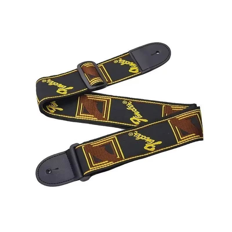 1Pc Embroidery Guitar Strap Leather Acoustic Electric Guitar Widening Straps Folk Classical Wooden Guitars Shoulder Belt