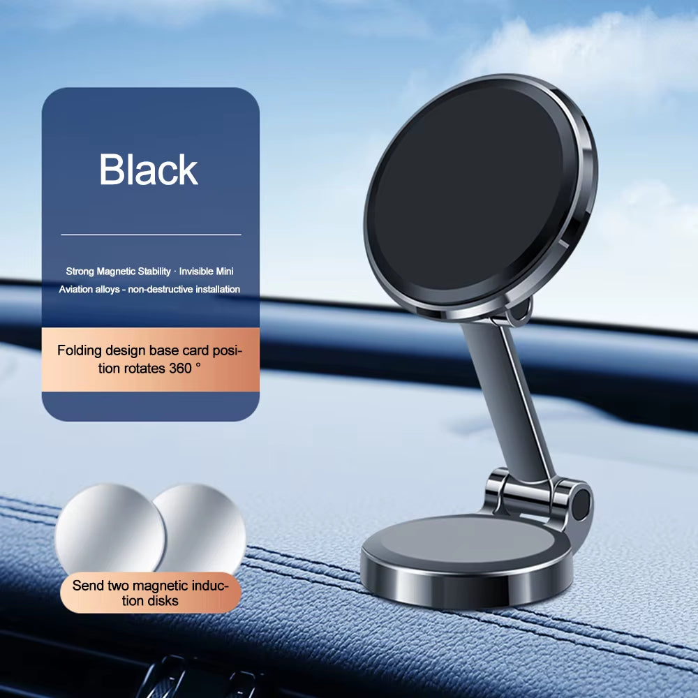 Magnetic Car Phone Holder for Magsafe 360 Degrees Adjustable Alloy Folding Magnetic Car Navigation Mount for Iphone 14 13 12 Pro